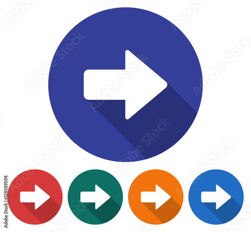 Round icon of right direction arrow. Flat style illustration with long shadow in five variants background color Free Download Round icon of right direction arrow. Flat style illustration with long shadow in five variants background color - GFXLoad