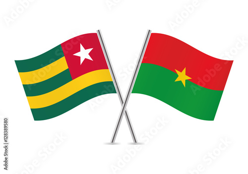 Togo and Antigua and Barbuda flags. Vector illustration.