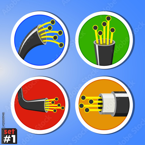 Set of optic cable icon