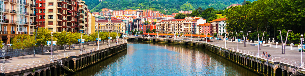 Bilbao city downtown with a River