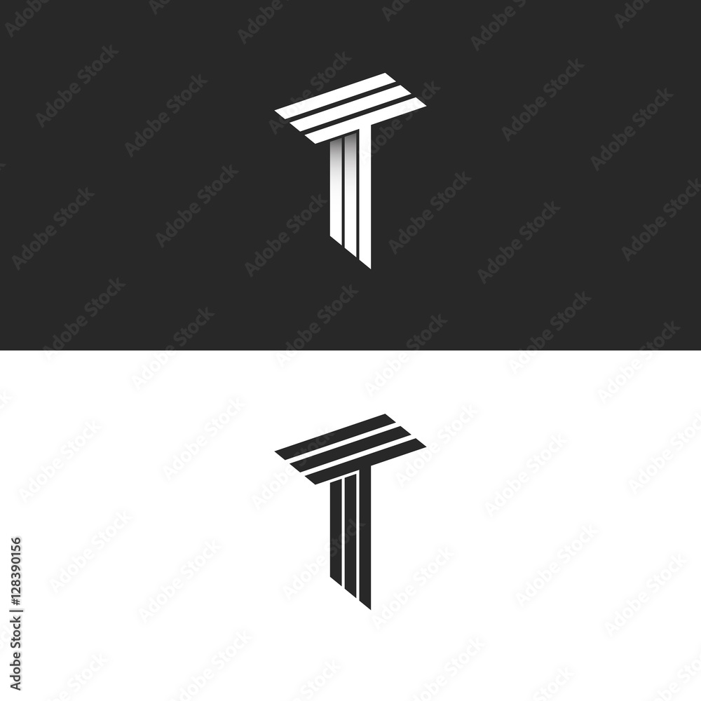 P and t - monogram or logo isometric 3d font Vector Image