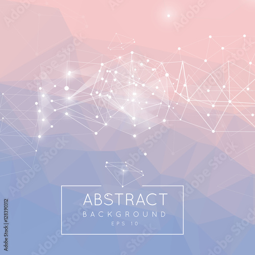 Abstract polygonal background. Low poly design connecting dots a