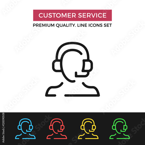 Vector customer service icon. Thin line icon