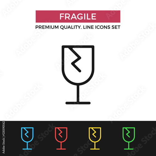 Vector fragile icon. Thin line icon