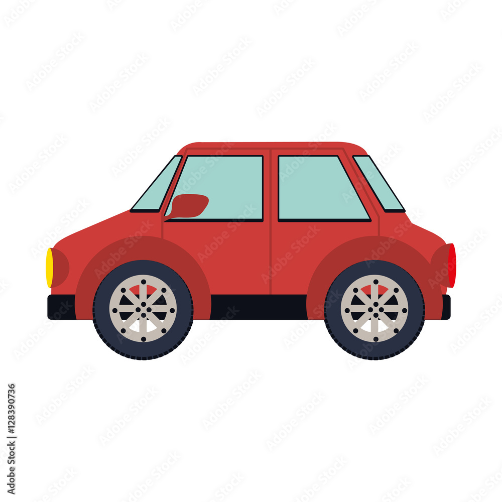 colorful silhouette with small automobile vector illustration