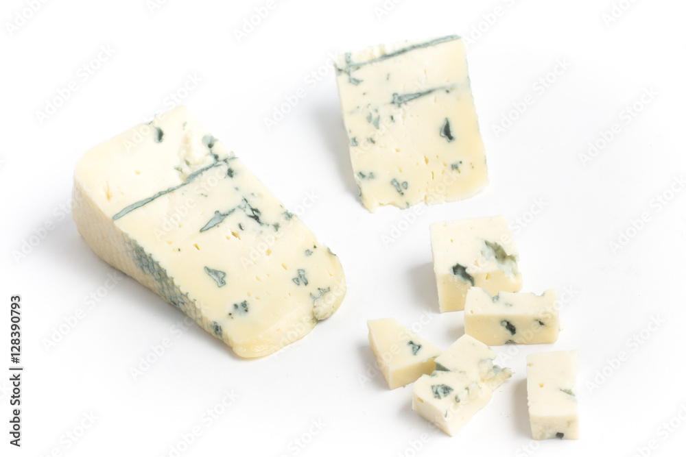 Slice of Gongonzola Cheese. Roquefort