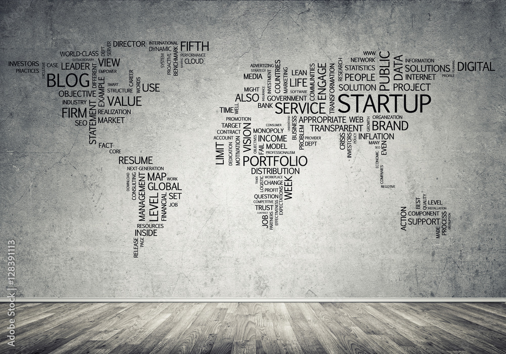 Obraz premium World map in typography