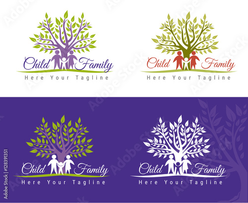 Family care logo vector design. Child Care and Medical Services. Child freedom and active lifestyle.