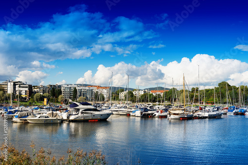 Photography Oslo yacht club near coast background