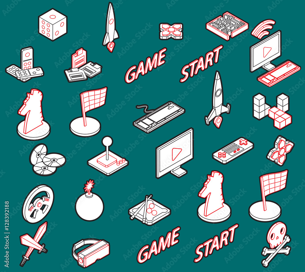 illustration of info graphic game icons set concept in isometric 3d graphic illustration of info graphic game icons set concept in isometric 3d graphic