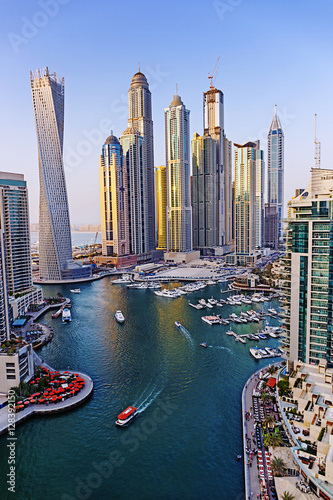 Modern buildings in Dubai Marina UAE photo