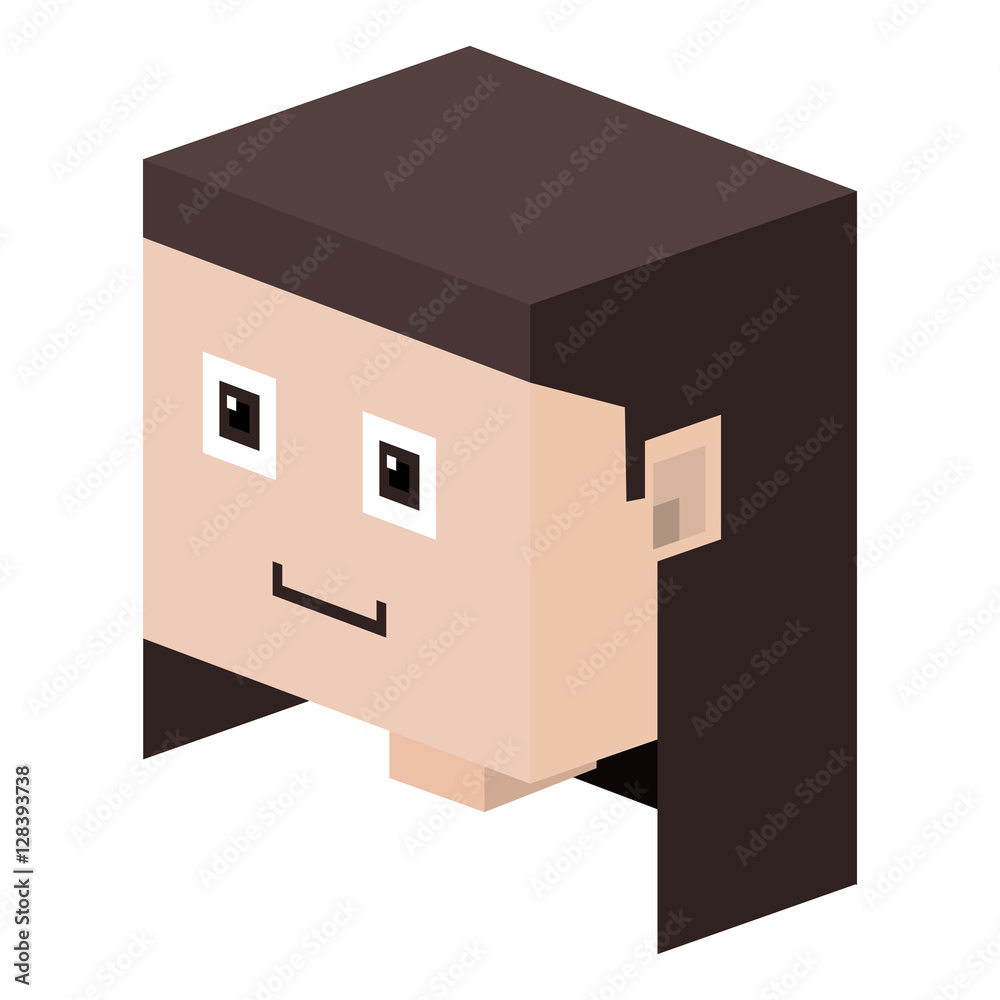 head Bricks girl with brown short hair vector illustration Stock Vector ...