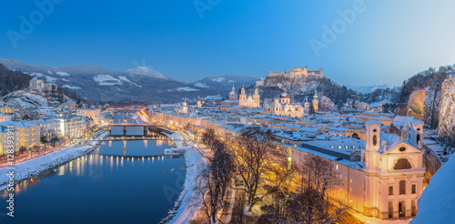 Salzburg City at a winter evening