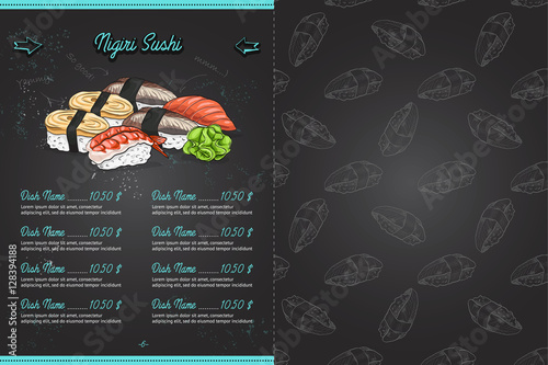 Color horisontal sushi menu