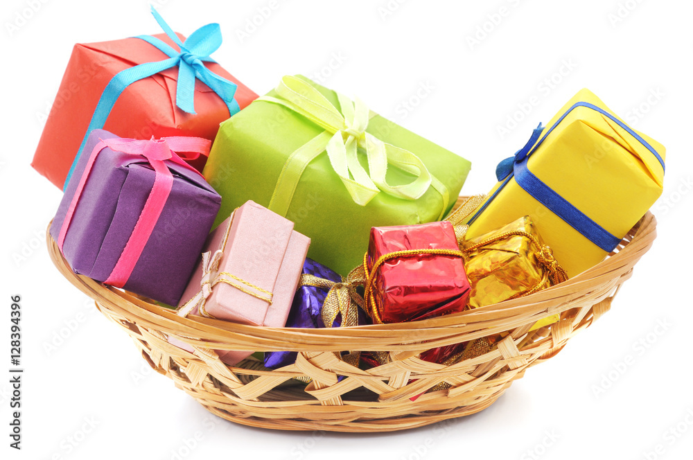 Basket with presents.