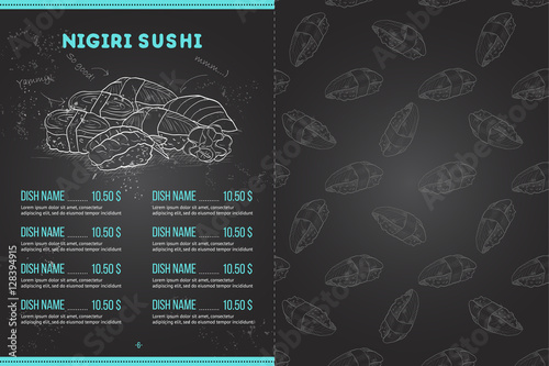 Color horisontal sushi menu