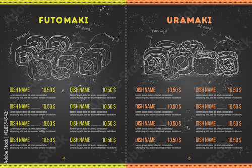 Color horisontal sushi menu