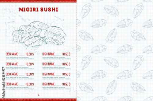 Color horisontal sushi menu