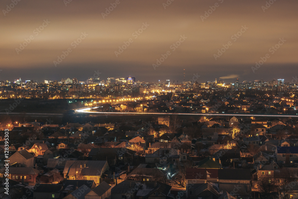 Fototapeta premium mysterious dramatic view of night city. long exposure.