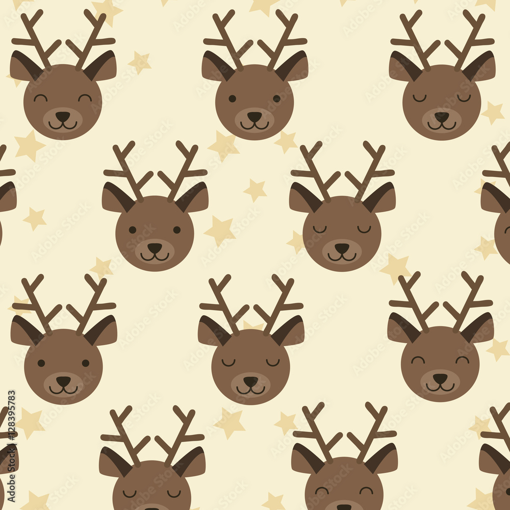 Deer head and stars pattern on color background Deer head and stars pattern on color background