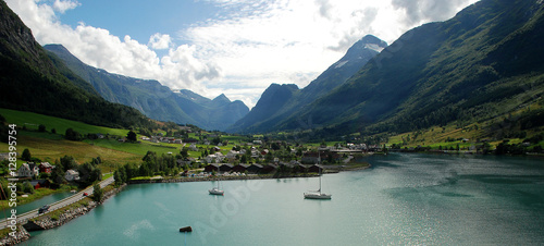 Panorama view of Olden, Norway. photo