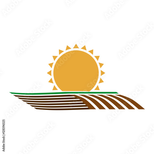 silhouette colorful seeding with horizont sun vector illustration