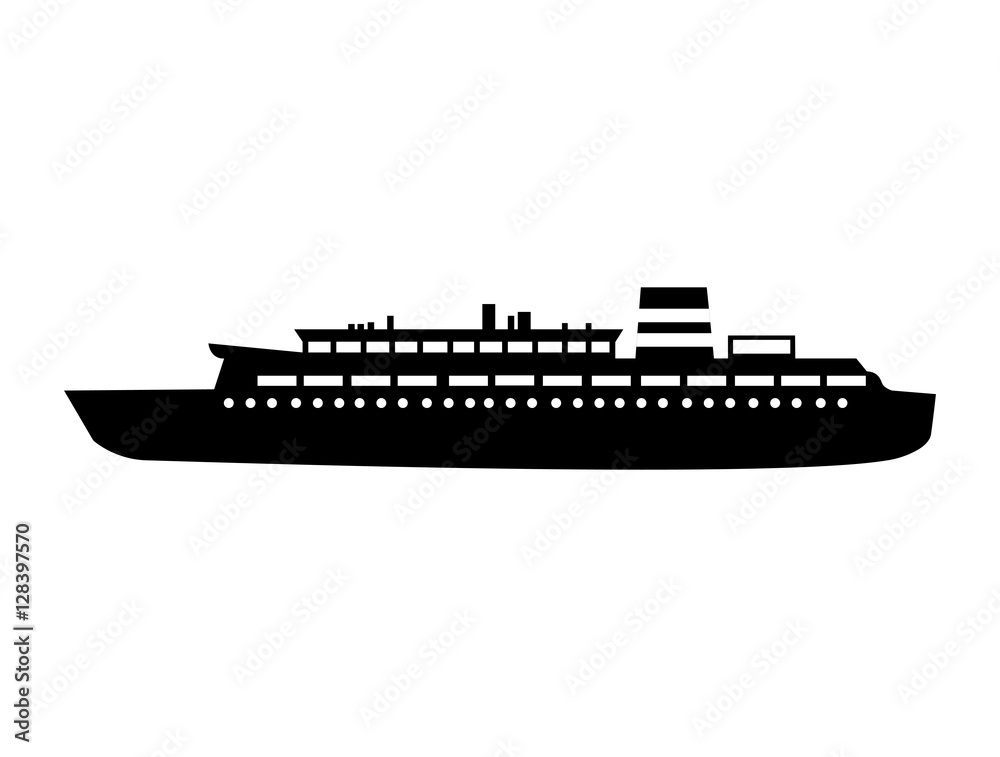 black silhouette cruise ship design vector illustration