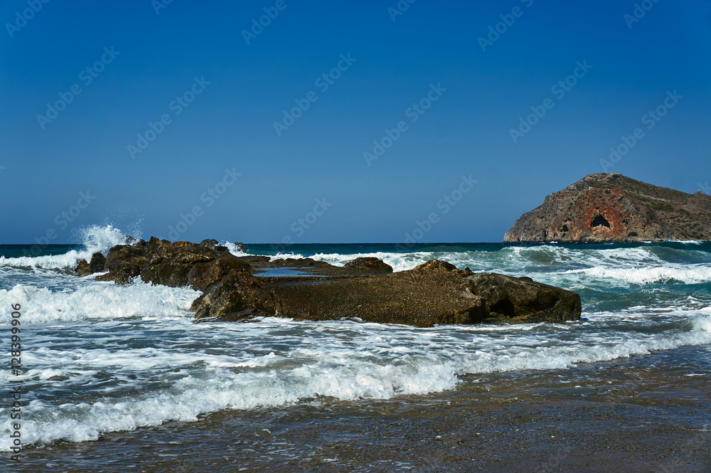 beach and Theodore island, Crete, Greece. beach and Theodore island, Crete, Greece.