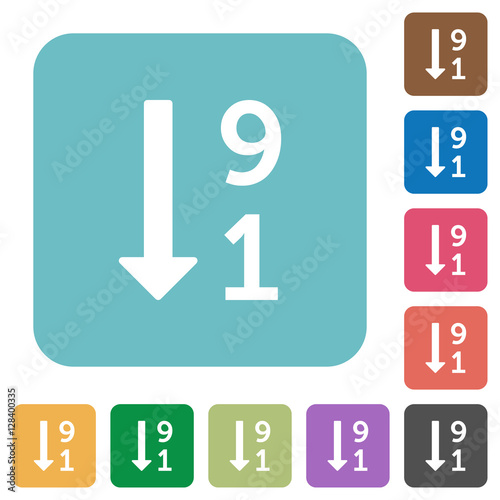 Descending numbered list square flat icons
