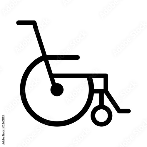black silhouette abstract reclining wheelchair flat icon vector illustration