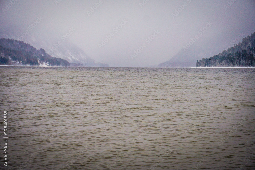 Teletskoye lake at winter