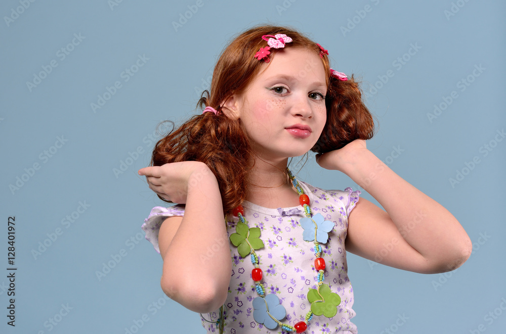 portrait of redhead girl with funny hair portrait of redhead girl with funny hair