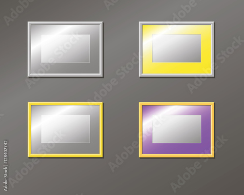 Set horizontal empty frame on the wall, pattern, vector illustration