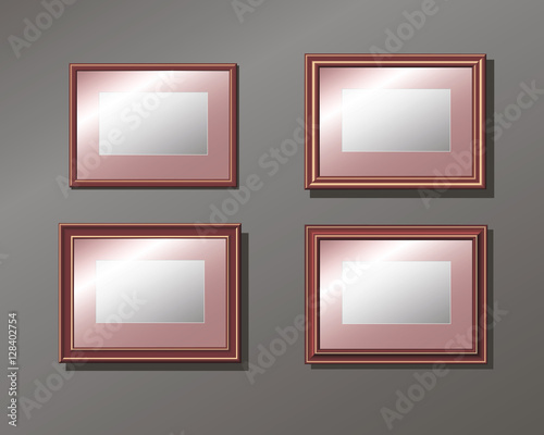 Set horizontal empty frame on the wall, pattern, vector illustration