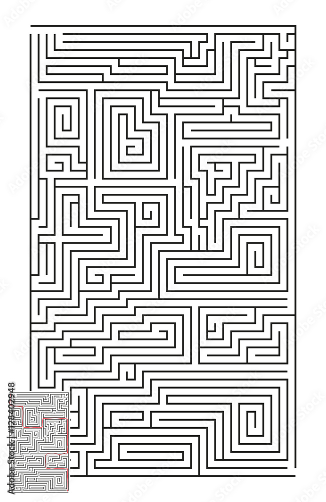 Large Vector Vertical Maze with Answer 5