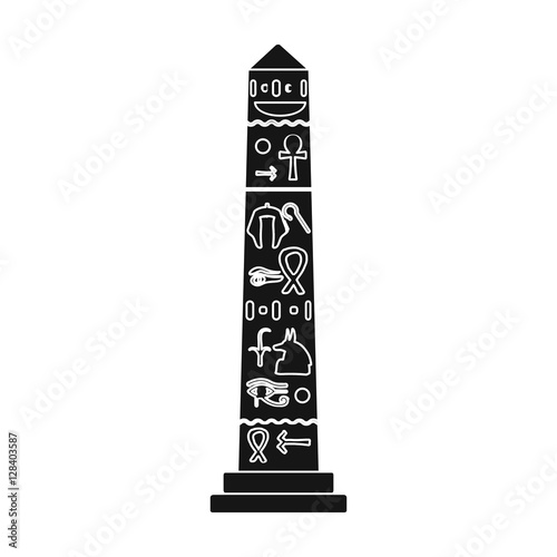 Luxor obelisk icon in black style isolated on white background. Ancient Egypt symbol stock vector illustration.