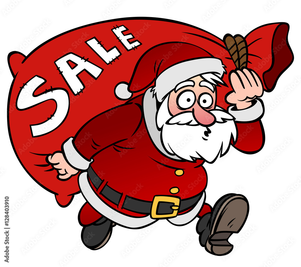 cartoon Santa Claus character with a bag sale isolated cartoon Santa Claus character with a bag sale isolated