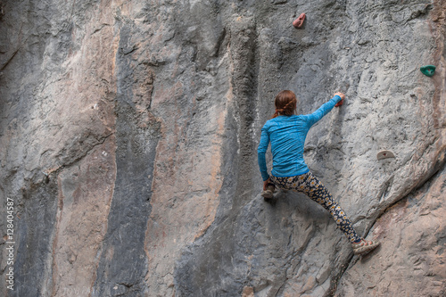 Young girl climbing up the rock in Turkey © dmytrobandak
