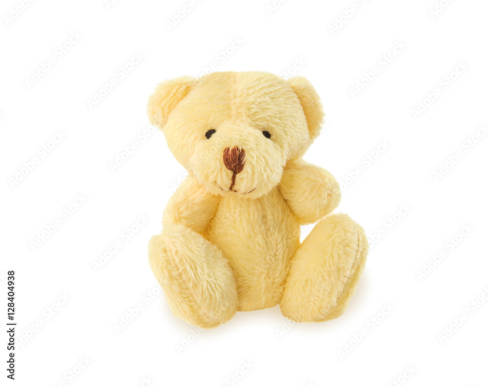 Fototapeta premium Classic teddy bear sitting on white background.