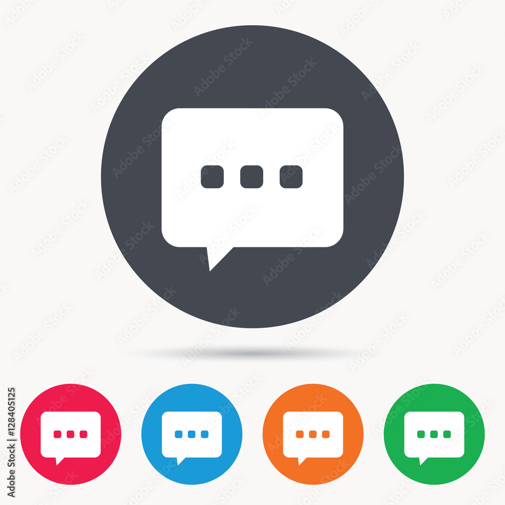 Chat icon. Speech bubble symbol. Colored circle buttons with flat web icon. Vector Chat icon. Speech bubble symbol. Colored circle buttons with flat web icon. Vector