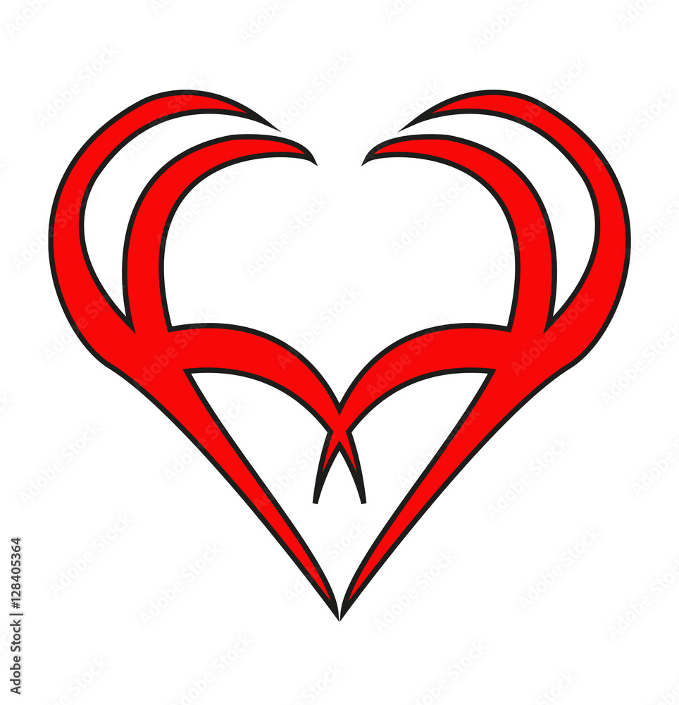 Vector illustration of a tribal tattoo heart, cuore tribale vettoriale per  tatuaggio Stock Vector | Adobe Stock