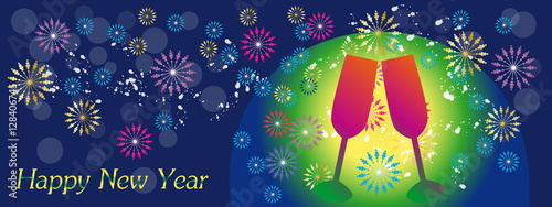 Header with Colorful Glasses on Sparkling Background