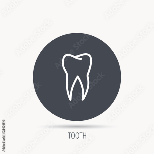 Tooth icon. Dental stomatology sign. Dentistry symbol. Round web button with flat icon. Vector
