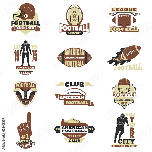 American football sign vector set.