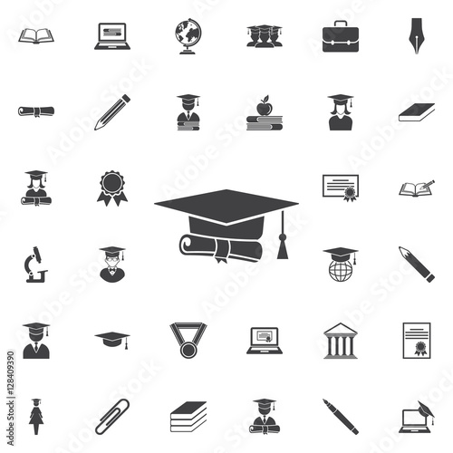 graduation cap and diploma icon