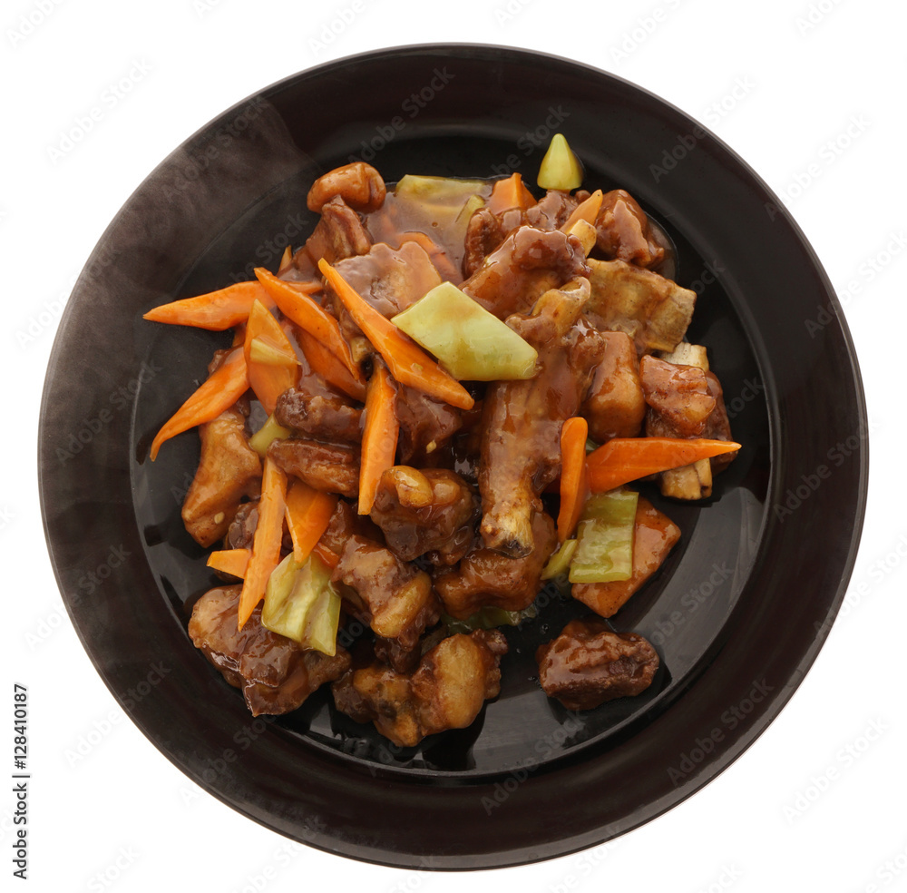 Chinese cuisine. Chinese food. Pork ribs in sauce