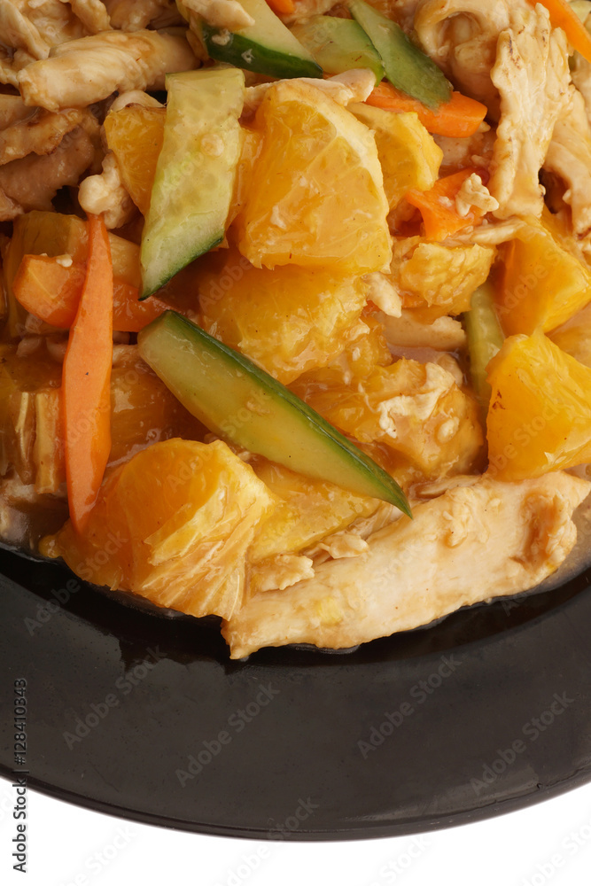 Chinese food. Chicken with orange and vegetables Chinese food. Chicken with orange and vegetables