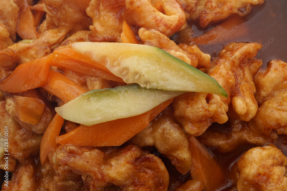 Chinese food. Hot chicken in sweet and sour sauce Chinese food. Hot chicken in sweet and sour sauce