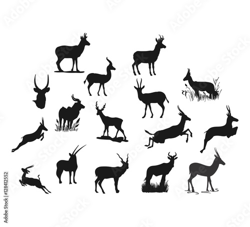 Fototapeta Naklejka Na Ścianę i Meble -  Deer Vector Silhouette Sets