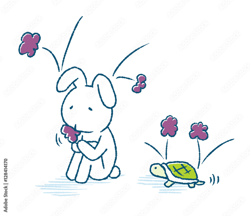 ストレスを感じるウサギと跳ね返すカメ Stock イラスト Adobe Stock